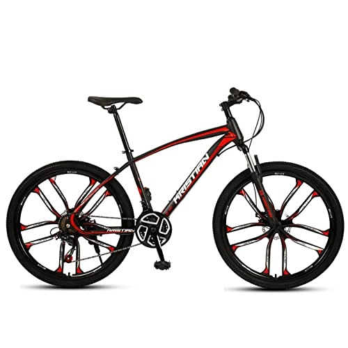 Mountain Bike : Adult Mountain Bike Full Suspension Dual Disc Brakes Mountain Bike 26-Inch Wheels，21 / 24 / 27 Speed Drivetrain，Rigid Hardtail，Hydraulic Disc Brakes，Adjustable Seat，Mul black red-24