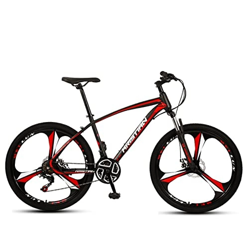 Mountain Bike : Adult Mountain Bike Full Suspension Dual Disc Brakes Mountain Bike 26-Inch Wheels，21 / 24 / 27 Speed ，Rigid Hardtail，Hydraulic Disc Brakes，Adjustable Seat，for Men Women black red- 21