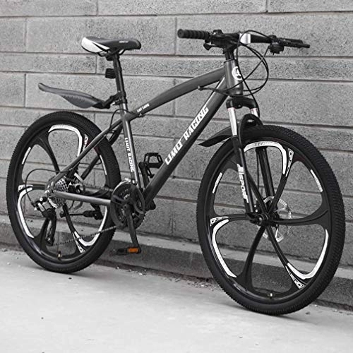 Mountain Bike : Adult Mountain Bike, High-Carbon Steel Frame Beach Bicycle, Double Disc Brake Off-Road Snow Bikes, 24 Inch Six knives Mium Alloy Integrated Wheels