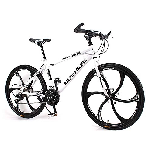Mountain Bike : Adult Mountain Bike, One-Wheel Carbon Steel Bike, 26-Inch Male And Female Shock-Absorbing Variable Speed Student Bikes, 21 / 24 / 27 / 30-Speed Couple Mountain Bicycle, MTB, White, 24 speed