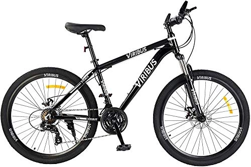 Mountain Bike : Adult Mountain Bike with 26 Inch Wheel Derailleur Lightweight Sturdy Aluminum Frame Bicycle with Dual Disc Brakes Front Suspension-Dark_26" / 24-Speed