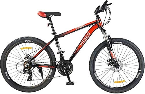 Mountain Bike : Adult Mountain Bike with 26 Inch Wheel Derailleur Lightweight Sturdy Aluminum Frame Bicycle with Dual Disc Brakes Front Suspension-Red_26" / 24-Speed
