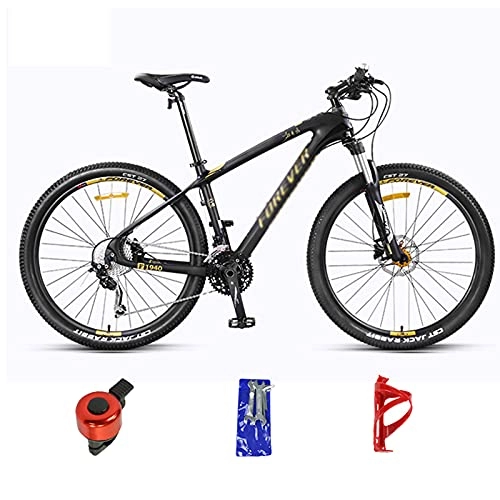 Mountain Bike : Adult Mountain Bike With 27.5 Inch Wheel Derailleur Lightweight Sturdy 27 / 30 Speed Bicycle With Dual Disc Brakes Front Suspension Fork for Men black gold-27speed