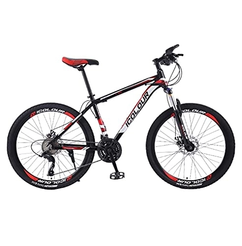 Mountain Bike : Adult Mountain Bike with Wheel Derailleur Lightweight Sturdy Aluminum Frame Bicycle with 21 Speed 3 Spoke Dual Disc Brakes Front Suspension Fork for Men(Size:26in)