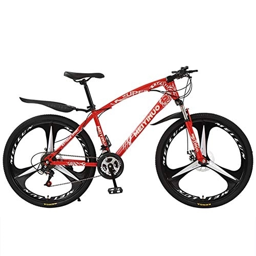 Mountain Bike : Adult Mountain Bikes, 26 Inch 27 Speed ​​Gears Dual Disc Brakes Mountain Bicycle Steel Carbon Mountain Trail Bike High Carbon Steel Full Suspension Frame, Red