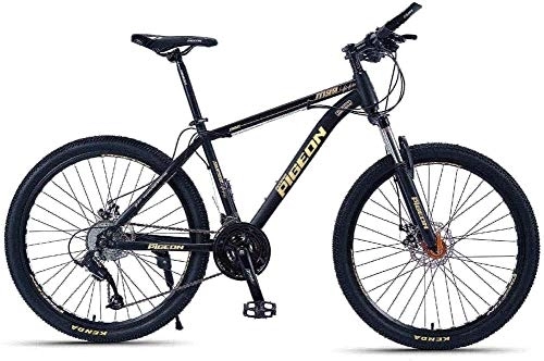 Mountain Bike : Adult Mountain Bikes, 26 Inch High-carbon Steel Frame Hardtail Mountain Bike, Front Suspension Mens Bicycle, All Terrain Mountain Bike, (Color : Gold, Size : 27 Speed)