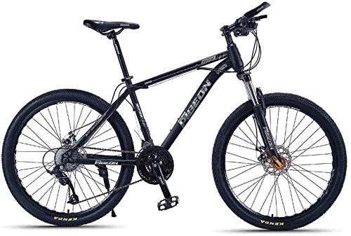 Mountain Bike : Adult Mountain Bikes, 26 Inch High-carbon Steel Frame Hardtail Mountain Bike, Front Suspension Mens Bicycle, All Terrain Mountain Bike, (Color : Silver, Size : 27 Speed)