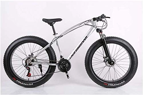 Mountain Bike : Adult Mountain Bikes, Frame Fat Tire Front Suspension Mountain Bicycle, High-Carbon Steel Frame, All Terrain Mountain Bike, 26 Inch 7 / 21 / 24 / 27 Speed, 26 Inches 24 Speeds