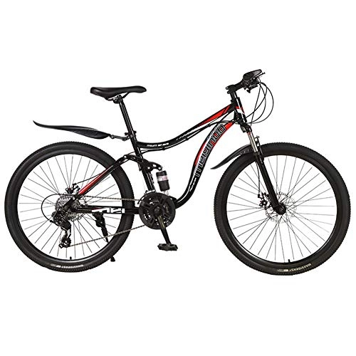 Mountain Bike : Adult Road Bicycle Outroad Racing Cycling, RNNTK Double Disc Brake Flexible Agile.Mountain Bicycle Men And Women, A Variety Of Colors Carbon Steel Car U -24 Speed -26 Inches