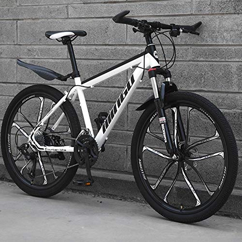 Mountain Bike : Adult's Mountain Bikes 26-Inch MTB 21 / 24 / 27-Speed Bicycle with Disc Brake Bike, High-Carbon Steel Frame, 10-Spoke Wheels Hardtail Mountain Bike, 160-185Cm Adult Bike, White, 26 Inch 24 Speed