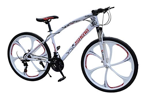 Mountain Bike : Adults Mens Mountain Bike Bicycle 21 Speed 26 inch Wheel MTB Suspension Women Kids (White)
