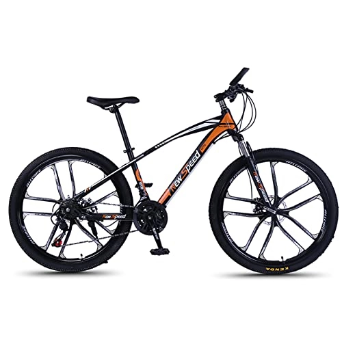 Mountain Bike : Adults Mountain Bike，21 Speeds Suspension High-Carbon Steel MTB Bicycle，Aluminum Frame 24 / 26 Inch Wheels，Dual Disc-Brake Non-Slip，Adjustable Seat，for Women's Men's M orange-24inch