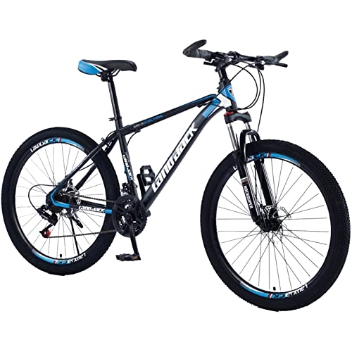 Mountain Bike : Adults Mountain Bike Full Suspension High-Carbon Steel MTB Bicycle ，Mechanical Dual Disc Brake，21 / 24 / 27 Speed Optional，26 Inch Wheels，variable Speed Non-Slip Bikes f Black Blue-21