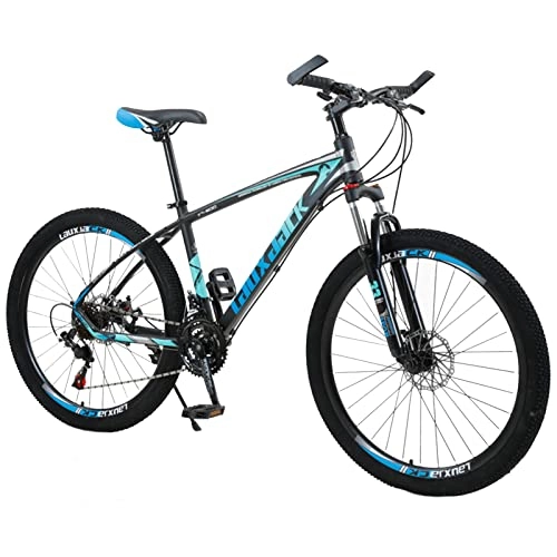 Mountain Bike : Adults Mountain Bike High-Carbon Steel Full Suspension Bikes Mechanical Dual Disc Brake，24 / 27 / 30 Speed，26 Inch Wheels，variable Speed Bikes for Men / Women，Multiple Col black blue-30