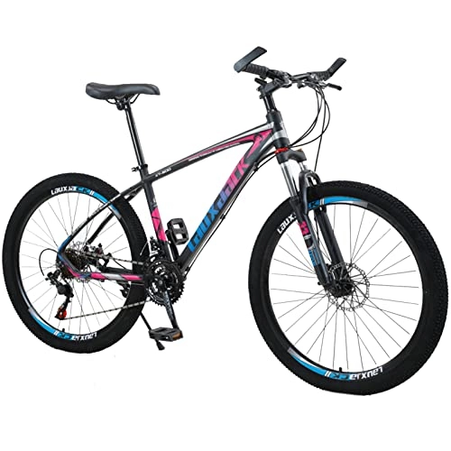 Mountain Bike : Adults Mountain Bike High-Carbon Steel Full Suspension Bikes Mechanical Dual Disc Brake，24 / 27 / 30 Speed，26 Inch Wheels，variable Speed Bikes for Men / Women，Multiple Col black purple-24