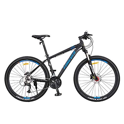 Mountain Bike : AEDWQ 27-speed Mountain Bike, 27.5-inch Aluminum Alloy Frame, Dual Suspension Dual Disc Hydraulic Brake Bicycle, MTB Tires, Black Gold / Black Blue (Color : Black blue)