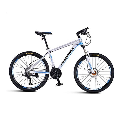 Mountain Bike : AEDWQ 27-speed Mountain Bike, Aluminum Alloy Frame, Double Disc Brake Bike, 27.5 Inch Spoke MTB Tires, Black Red / White Blue (Color : White blue)