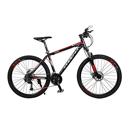 Mountain Bike : AEDWQ 27-speed Off-road Mountain Bike, Aluminum Alloy Frame, Double Disc Brake Bike, 26-inch Spoke MTB Tires, Black Red / Grey Orange (Color : Black red)