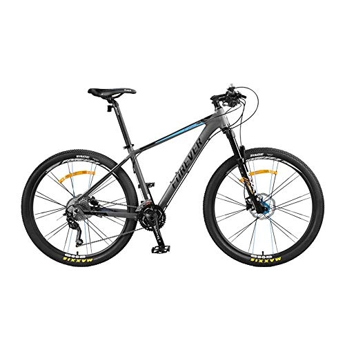 Mountain Bike : AEDWQ 30-speed Mountain Bike, 27.5-inch Aluminum Alloy Frame, Double Disc Hydraulic Brake Bike, Spoke, MTB Tires, Gray-blue