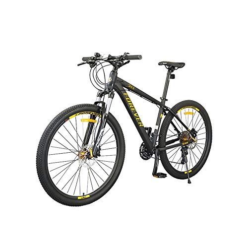 Mountain Bike : AEDWQ 30-speed Mountain Bike, 27.5-inch Aluminum Alloy Frame, Dual Suspension, Dual Disc Hydraulic Disc Brake Bicycle, Spoke, MTB Tires, Black Gold (Color : Black gold)