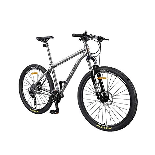 Mountain Bike : AEDWQ 30-speed Mountain Bike, 27.5-inch Titanium Frame, Dual Suspension, Dual Disc Hydraulic Disc Brake Bicycle, Spoke, Men's Adult Mountain Bike, Silver