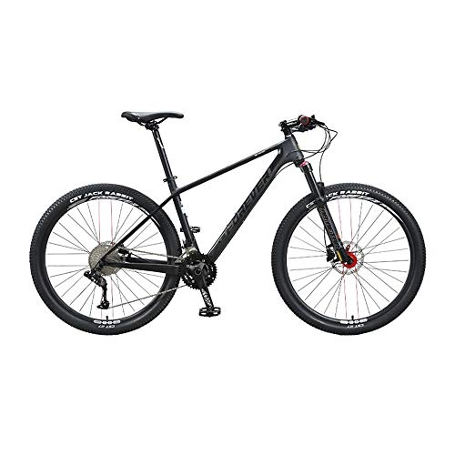 Mountain Bike : AEDWQ 36-speed Mountain Bike, 27.5 Inch Carbon Fiber Frame, Dual Suspension Dual Disc Hydraulic Brake Bicycle, Spoke, MTB Tires, Black