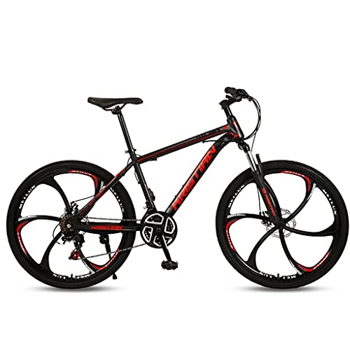 Mountain Bike : AEF Youth / Adult Mountain Bike MTB Outdoor 26 Inches 24 Speeds, Double Suspension, Adjustable Saddle, High-Carbon Steel Frame, Sealed Bottom Axle, Red