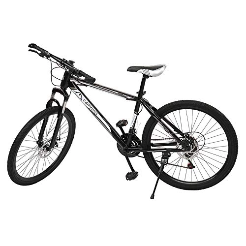 Mountain Bike : Ahageek Mountain Bike, 26 Inch 21 Speed Full Suspension Stylish Mountain Bicycle with Double Disc Brakes and Ride Bag, Black + White