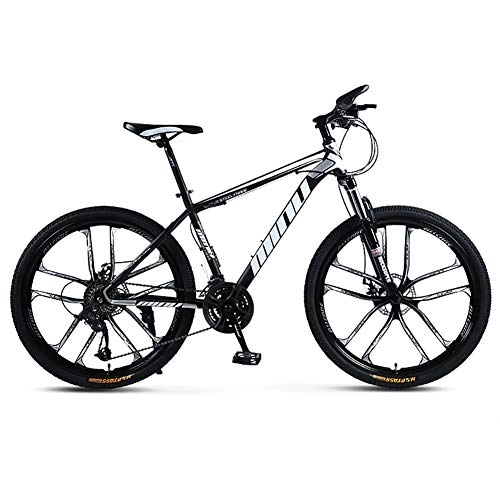 Mountain Bike : AHAQ Mountain bike, 30-speed dual disc brake mountain bike, shock absorption, variable speed mountain bike, suitable for all kinds of terrain, Black