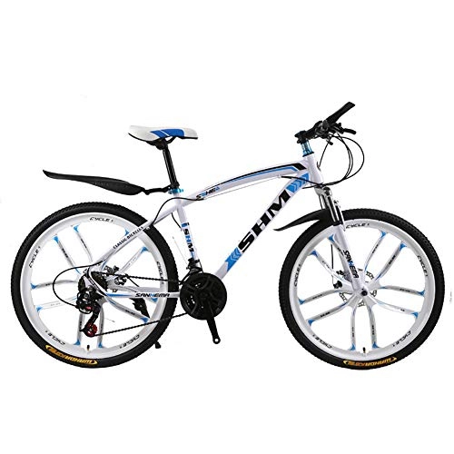 Mountain Bike : AI-QX Bicycle, Mountain Bike, Foldable, 26", Front And Rear Disc Brakes, 21-Speed Shimano - Boy And Girl, Blue