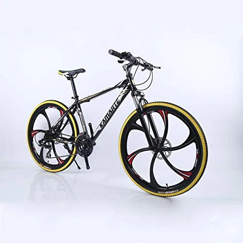 Mountain Bike : Alapaste Firm Durable High-carbon Steel Frame Bike, Ergonomic Design Comfortable Saddle Bike, 34.1 Inch 21 Speed Front Suspension Mountain Bike-Black and gold 34.1 inch.21 speed