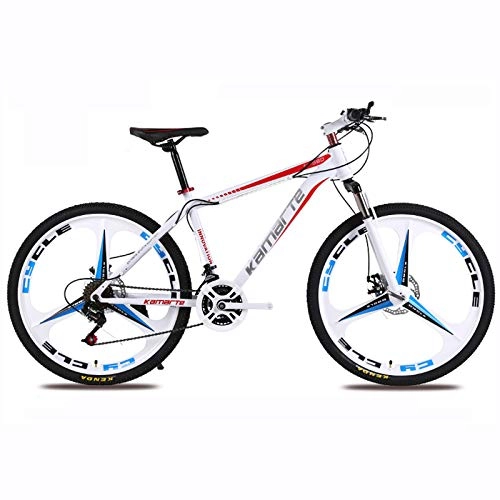 Mountain Bike : Alapaste Firm Resistance To Friction High-carbon Steel Bike, Not-slip Soft Handlebar Bike, 34.1 Inch 24 Speed Front Suspension Mountain Bike-White red 34.1 inch.24 speed