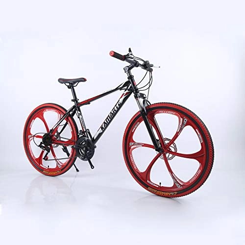 Mountain Bike : Alapaste Structure Lightweight Performance Stable High-carbon Steel Bike, Ergonomic Design Comfortable Breathable Saddle Bike, 34.1 Inch 24 Speed Mountain Bike-Black and red 34.1 inch.24 speed