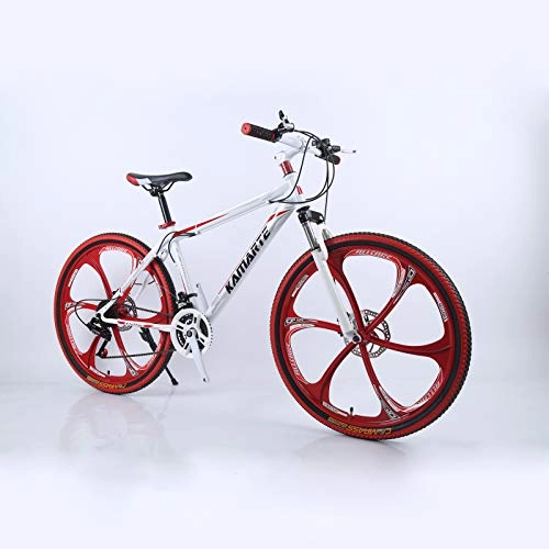Mountain Bike : Alapaste Structure Lightweight Performance Stable High-carbon Steel Bike, Ergonomic Design Comfortable Breathable Saddle Bike, 34.1 Inch 24 Speed Mountain Bike-White red 34.1 inch.24 speed