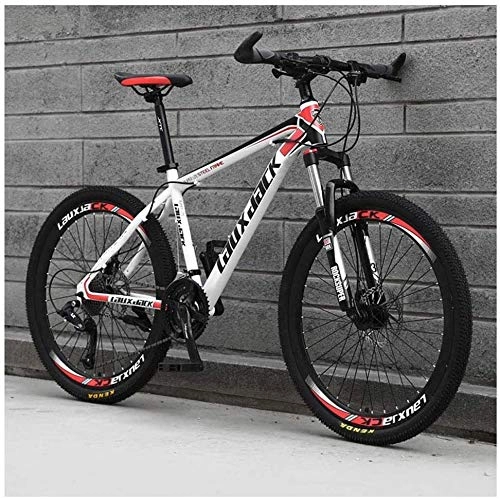 Mountain Bike : Allamp Outdoor sports Mountain Bike 24 Speed 26 Inch Double Disc Brake Front Suspension HighCarbon Steel Bikes, White