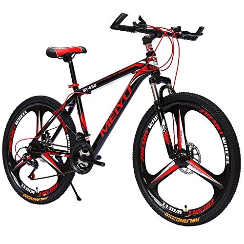 Mountain Bike : Aluminum Alloy Hardtail Mountain Bikes, 26 Inch Wheels, Mountain Trail Bike, 21 / 24 / 27 / 30-Speed Bicycle Full Suspension MTB Gears Dual Disc Brakes Outroad Bicycles, 3 Cutter Wheels, Red, 30 speed