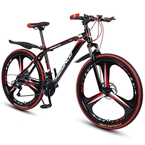 Mountain Bike : Aluminum Alloy Hardtail Mountain Bikes, 26 Inch Wheels, Mountain Trail Bike, 21 / 24 / 27-Speed Bicycle Full Suspension MTB Gears Dual Disc Brakes Outroad Bicycles, Red 3 Cutter Wheels, 24 speed