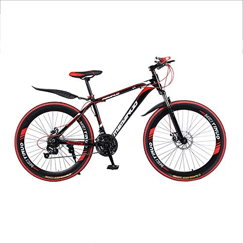Mountain Bike : Aluminum Alloy Hardtail Mountain Bikes, 26 Inch Wheels, Mountain Trail Bike Off Road Bicycles, 21 / 24 / 27-Speed Bicycle Full Suspension MTB Gears Dual Disc Brakes Outroad Bicycles, Red, 24 speed