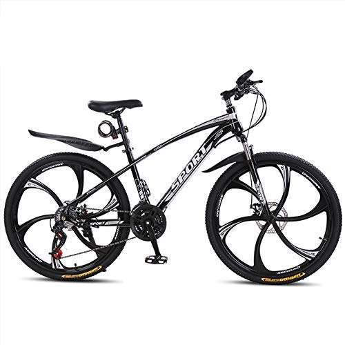 Mountain Bike : Amcerd Bicycle, 21 Speed Dual Disc brakeUnisex Adult Aluminium alloy 26Inches Wheels Bicycle For on and off road cycling Black Section CSix-leaf tire