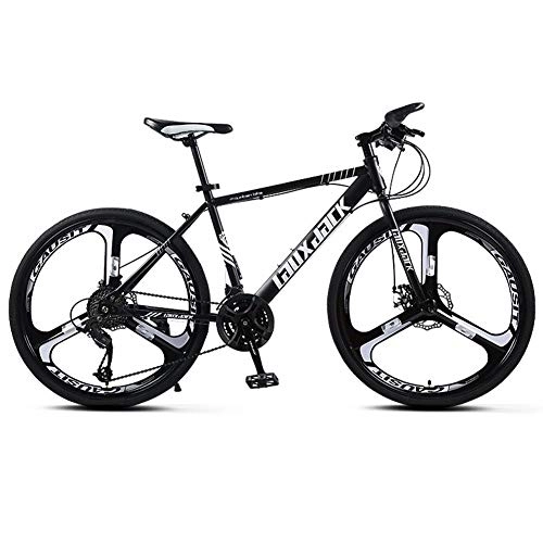 Mountain Bike : Amcerd Mens mountain bike, 27 Speed Unisex Adult 26 Inches Carbon steel alloyWheels Bicycle Dual Disc brake for on and off road cycling Black Section BClover tire