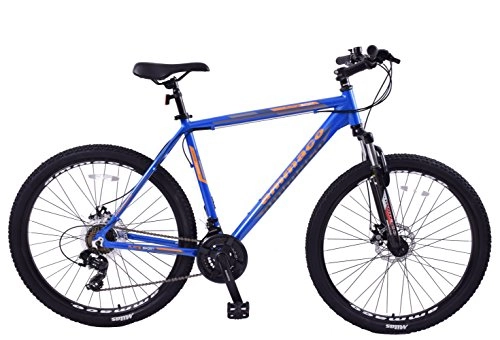 Mountain Bike : Ammaco Alpine Sport 27.5" Wheel MTB Mens Front Suspension 21 Speed Alloy 16" Frame Disc Brakes Blue / Orange