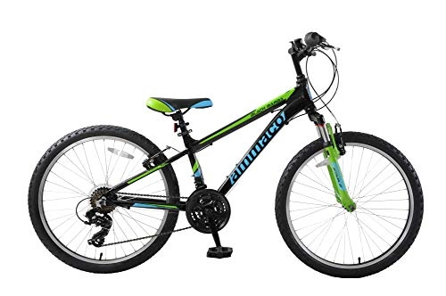 Mountain Bike : Ammaco. Black Mamba 26" Wheel Boys Kids Junior Front Suspension Mountain Bike 21 Speed Alloy Black / Green / Blue 14" Frame