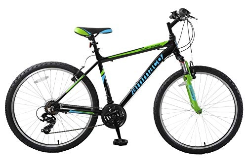 Mountain Bike : Ammaco. Black Mamba 26" Wheel Mens Adults Boys Front Suspension Mountain Bike 21 Speed Alloy Black / Green / Blue 19" Frame