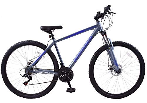Mountain Bike : Ammaco. Montana 29" Wheel Front Suspension Mens Mountain Bike Disc Brakes 16" Frame 21 Speed Grey / Blue