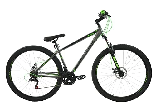 Mountain Bike : Ammaco Montana 29" Wheel Mountain Bike Front Suspension Disc Brakes Grey Green (18 Inch Frame)