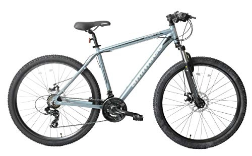 Mountain Bike : Ammaco. Osprey V1 27.5" Wheel Front Suspension Mountain Bike 21 Speed Mechanical Disc Brakes 16" Frame Slate Blue