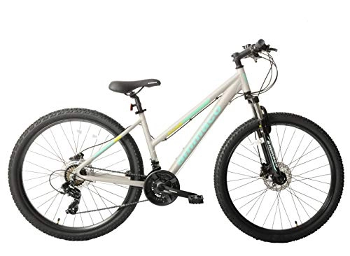 Mountain Bike : Ammaco. Osprey V2 27.5" Wheel Womens Ladies Mountain Bike Hydraulic Disc Brakes Hardtail Front Suspension 21 Speed 16" Frame Grey Green
