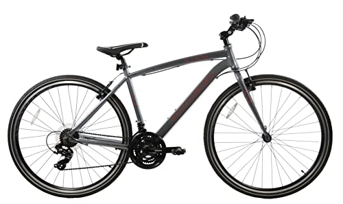 Mountain Bike : Ammaco Pathway X1 700c Hybrid Trekking Sports Commuter Urban Mens Bike 19" Frame Lightweight Grey 21 Speed