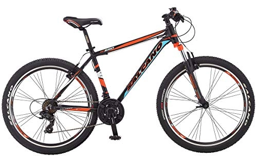 Mountain Bike : Ammaco. Salcano NG650 26" Wheel Mens Mountain Bike 21 Speed 18" Lightweight Alloy Frame Front Suspension Black / Orange / Blue