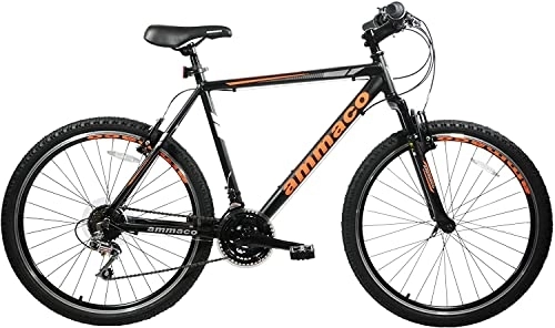 Mountain Bike : Ammaco Santos 26" Wheel Adult Mens Mountain Bike Front Suspension Hardtail 19" Frame Alloy Black Orange